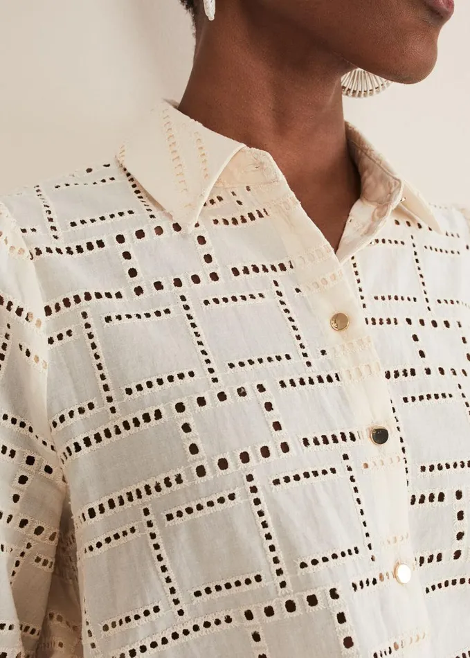 Phase Eight Alice Broderie Blouse Ecru Women Shirts and Blouses