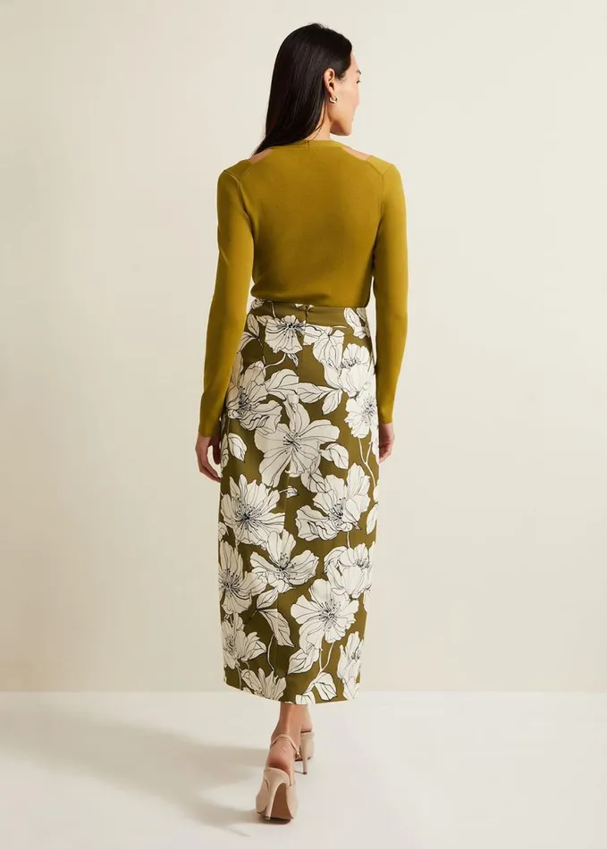 Phase Eight Amalia Floral Midi Skirt Green Women Skirts