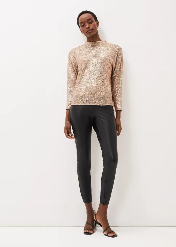 Phase Eight Amina Faux Leather Jegging Black Women Trousers