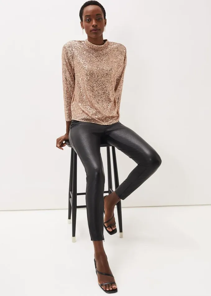Phase Eight Amina Faux Leather Jegging Black Women Trousers