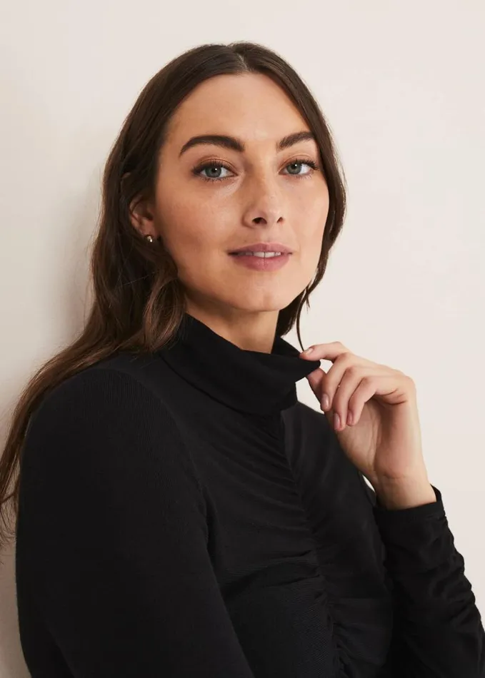 Phase Eight Anabelle Ruched Top Charcoal Women Tops and TShirts