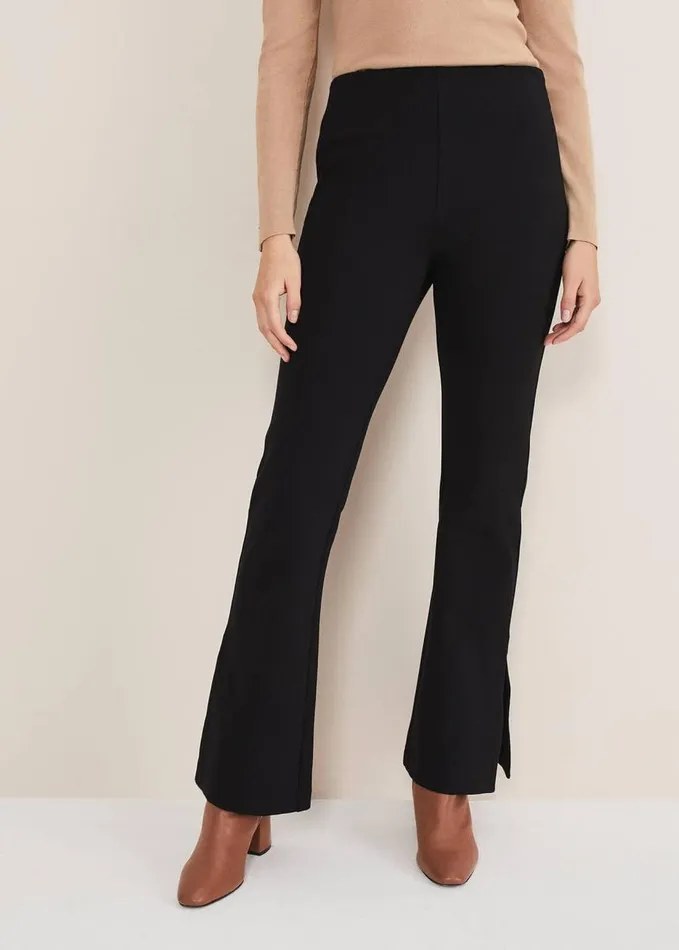 Phase Eight Ara Side Split Bootcut Ponte Trouser Black Women Trousers