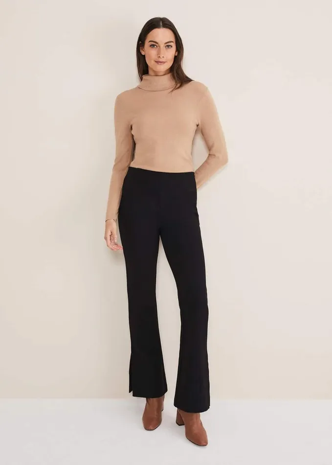 Phase Eight Ara Side Split Bootcut Ponte Trouser Black Women Trousers