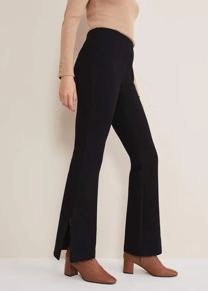 Phase Eight Ara Side Split Bootcut Ponte Trouser Black Women Trousers
