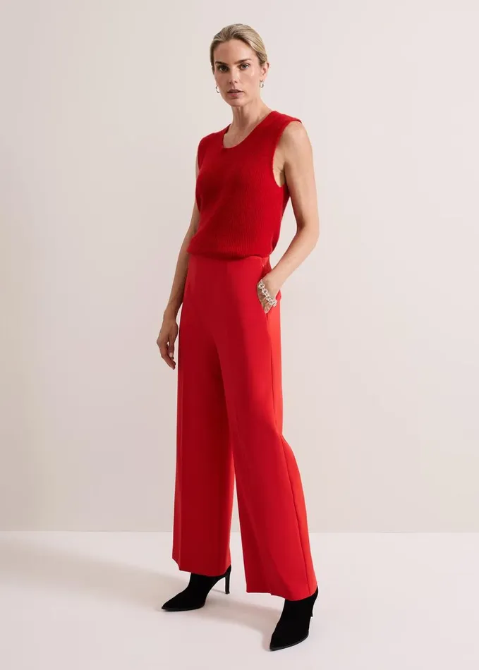 Phase Eight Aubrielle Wide Leg Trouser Red Women Trousers