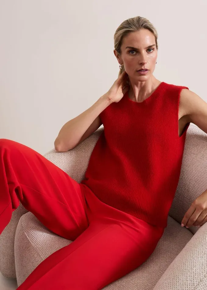 Phase Eight Aubrielle Wide Leg Trouser Red Women Trousers