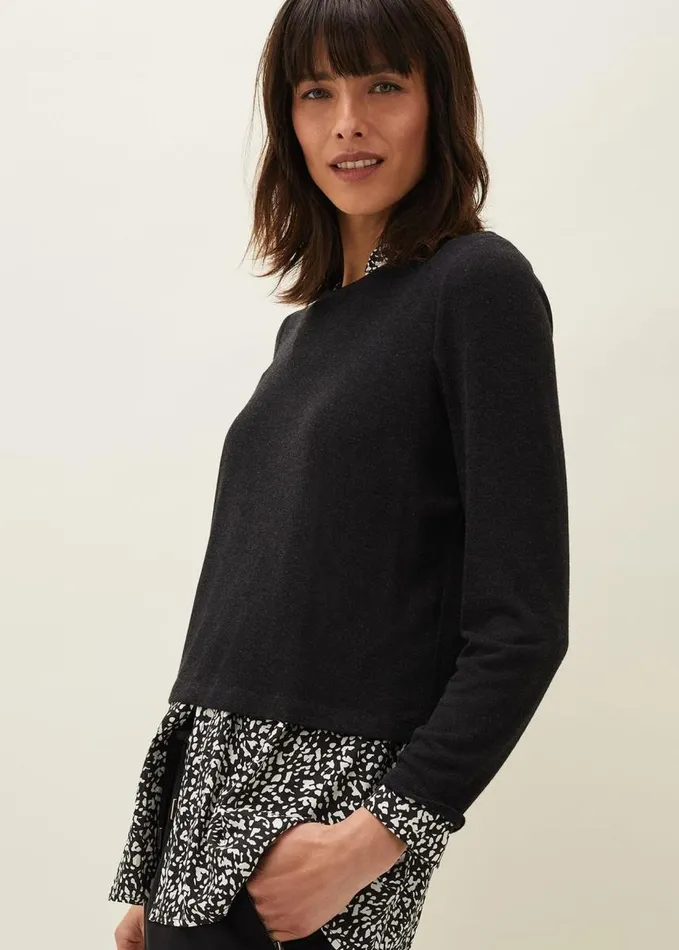 Phase Eight Avie Double Layer Top Blackivory Women Tops and TShirts