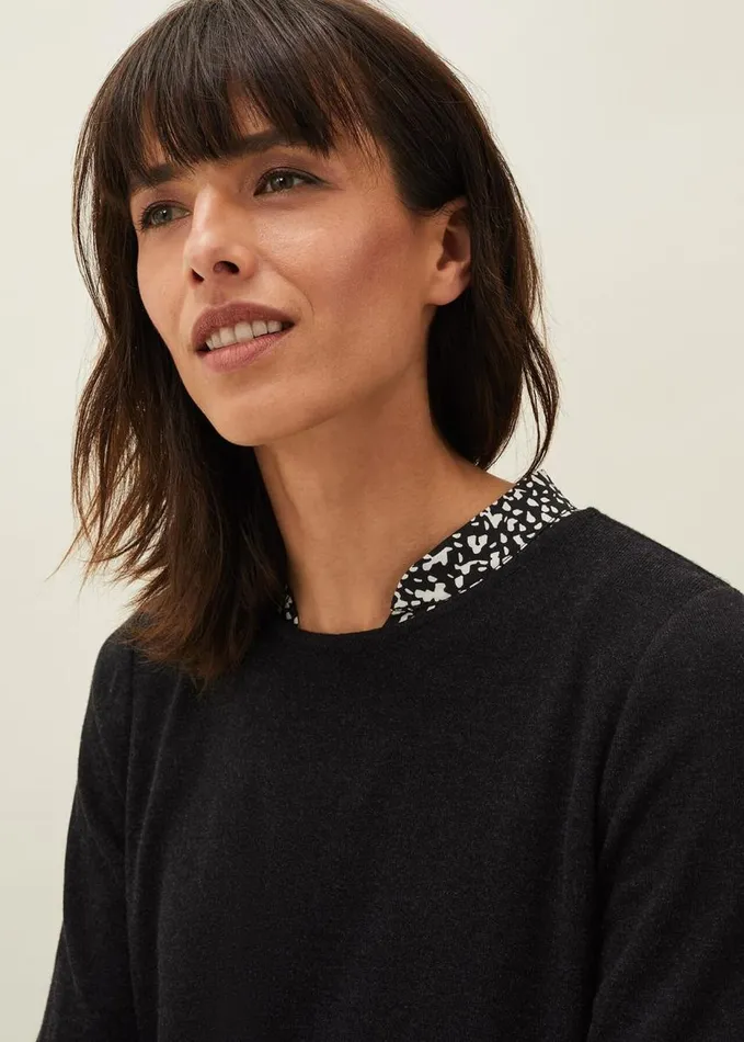 Phase Eight Avie Double Layer Top Blackivory Women Tops and TShirts