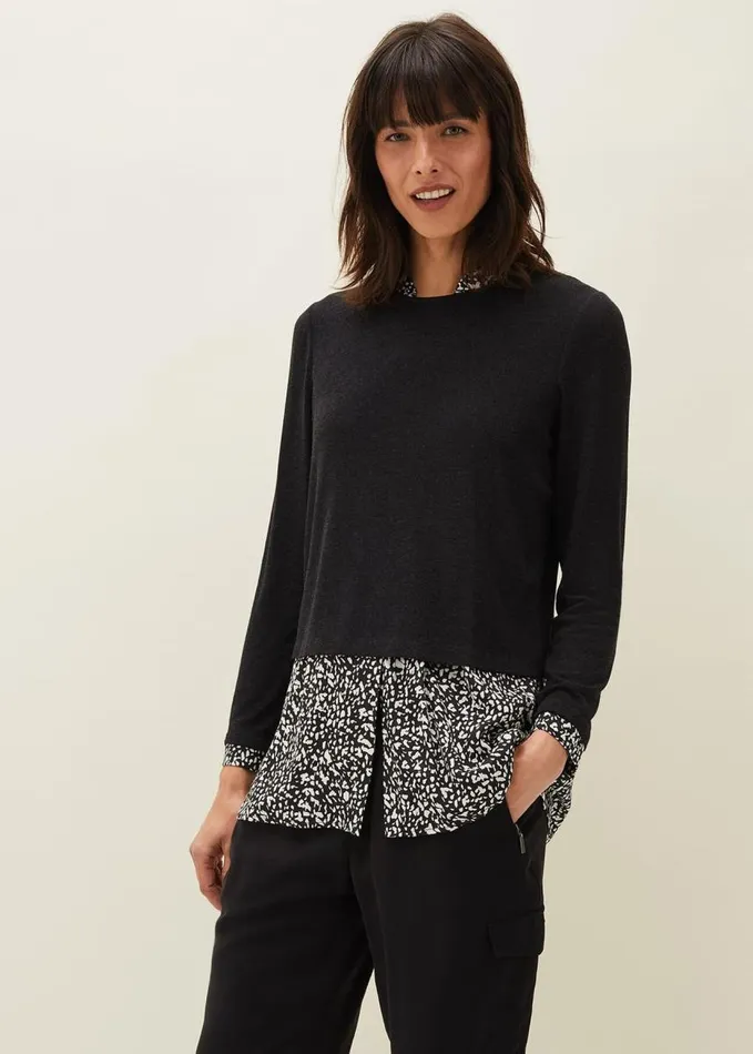 Phase Eight Avie Double Layer Top Blackivory Women Tops and TShirts