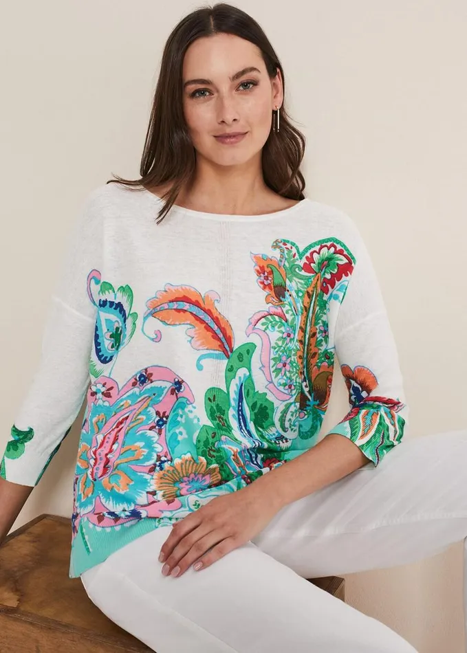 Phase Eight Azalia Paisley Print Knit Multicoloured Women Knitwear