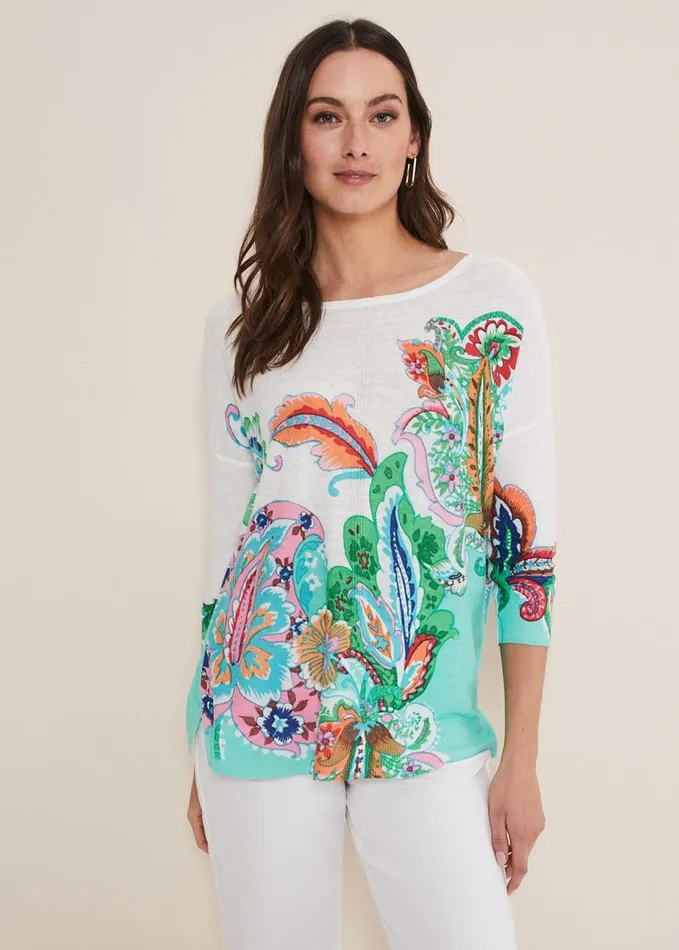 Phase Eight Azalia Paisley Print Knit Multicoloured Women Knitwear