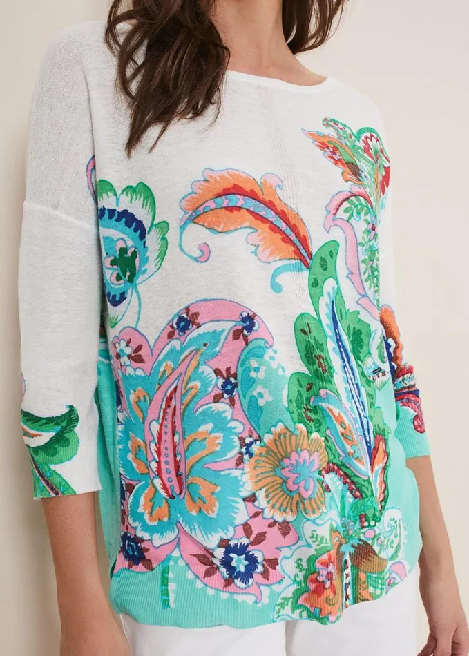 Phase Eight Azalia Paisley Print Knit Multicoloured Women Knitwear
