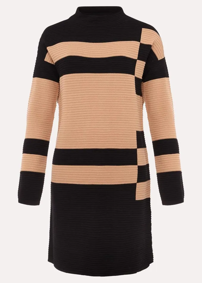 Phase Eight Azera Colourblock Textured Knit Dress Camelblack Women Dresses