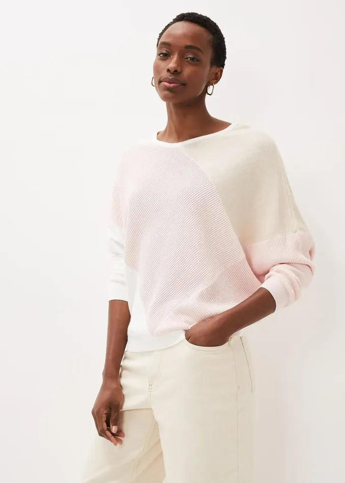 Phase Eight Bex Textured Colourblock Knit Jumper Pinks Women Knitwear