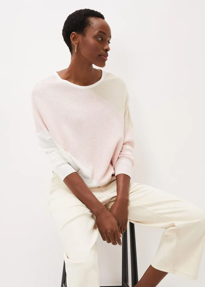 Phase Eight Bex Textured Colourblock Knit Jumper Pinks Women Knitwear