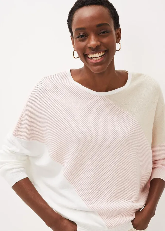Phase Eight Bex Textured Colourblock Knit Jumper Pinks Women Knitwear
