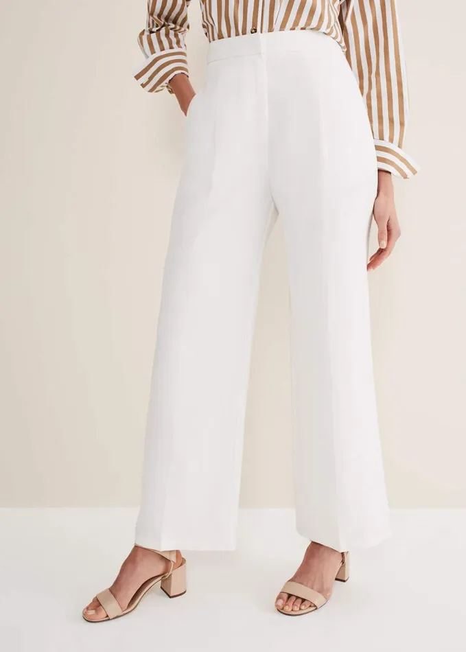 Phase Eight Bianca Wide Leg Suit Trousers Ivory Women Trousers