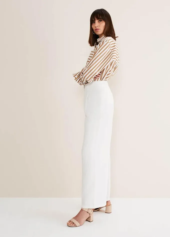 Phase Eight Bianca Wide Leg Suit Trousers Ivory Women Trousers