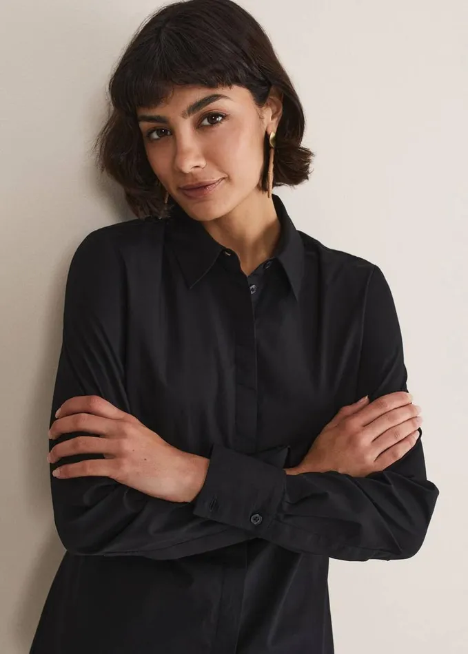 Phase Eight Black Fitted Shirt Black Women Shirts and Blouses