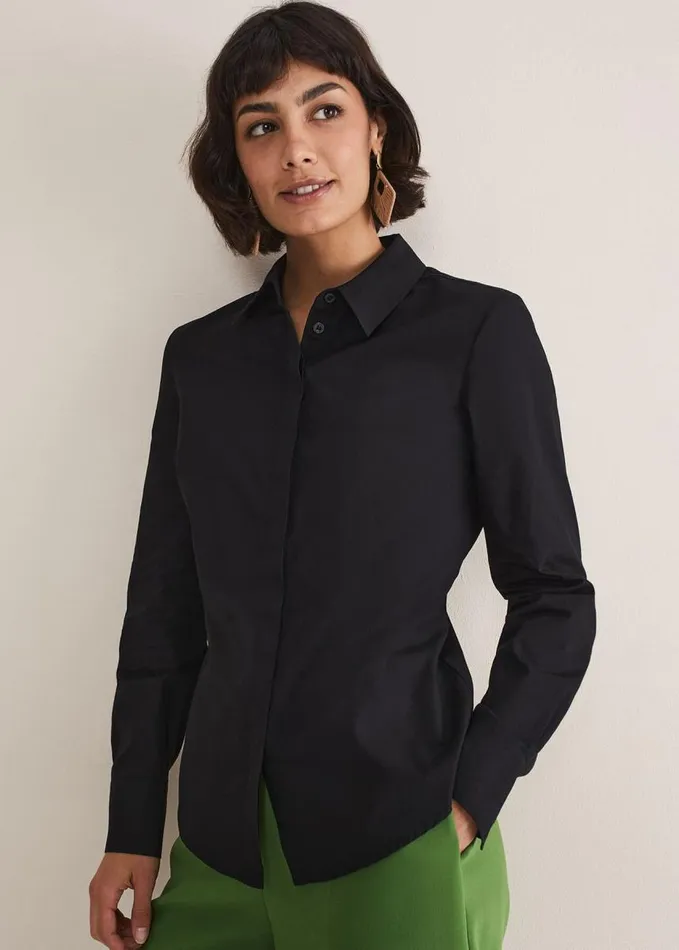 Phase Eight Black Fitted Shirt Black Women Shirts and Blouses