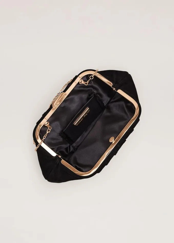 Phase Eight Black Suede Pouch Clutch Bag Black Women Bags and Clutches