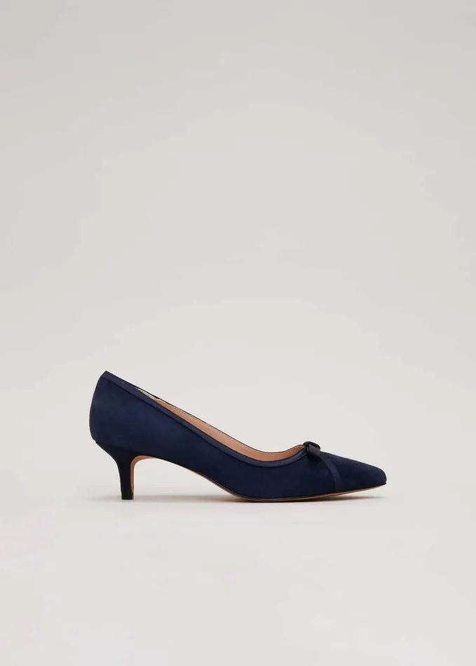 Phase Eight Bow Kitten Heel Shoes Navy Women Occasion Shoes