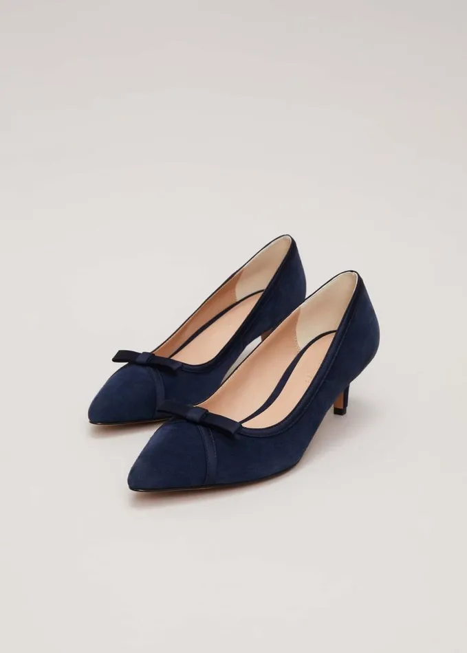 Phase Eight Bow Kitten Heel Shoes Navy Women Occasion Shoes