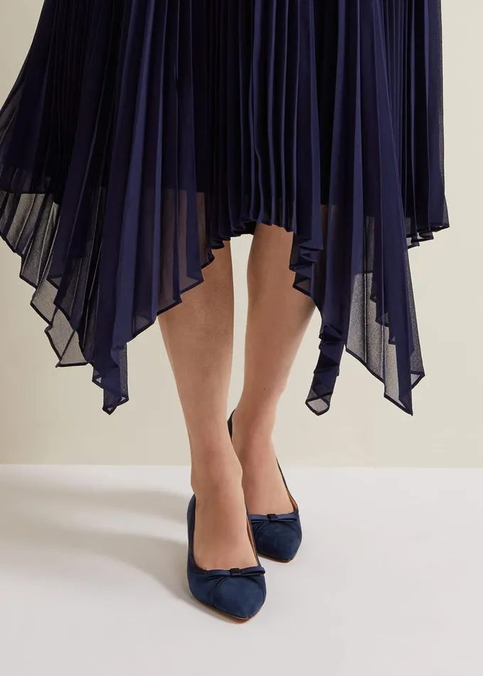 Phase Eight Bow Kitten Heel Shoes Navy Women Occasion Shoes