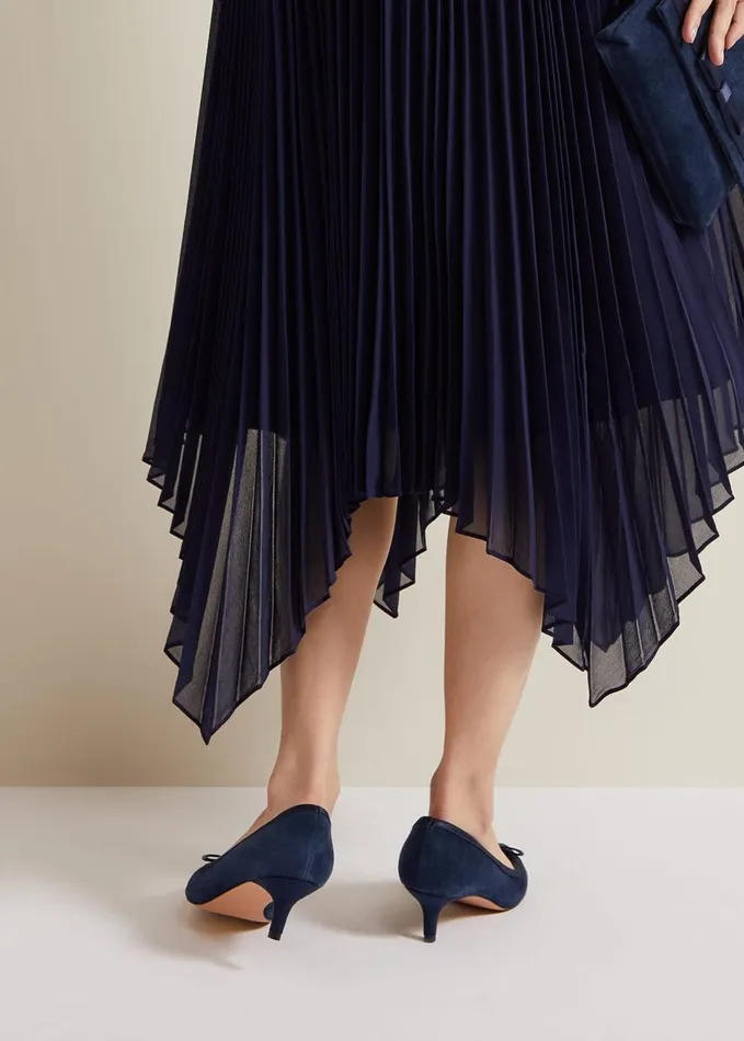 Phase Eight Bow Kitten Heel Shoes Navy Women Occasion Shoes
