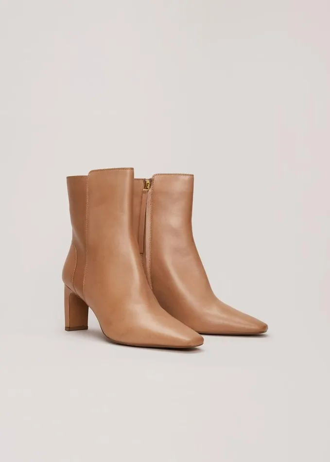 Phase Eight Brown Leather Ankle Boots Light Tan Women Boots