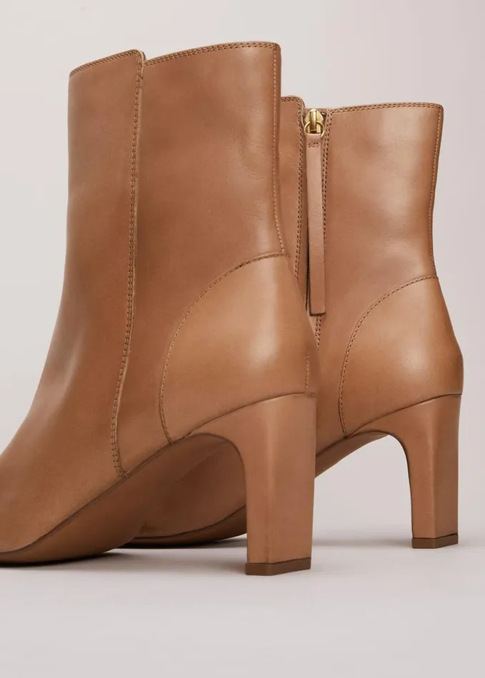 Phase Eight Brown Leather Ankle Boots Light Tan Women Boots