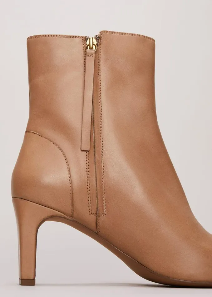Phase Eight Brown Leather Ankle Boots Light Tan Women Boots