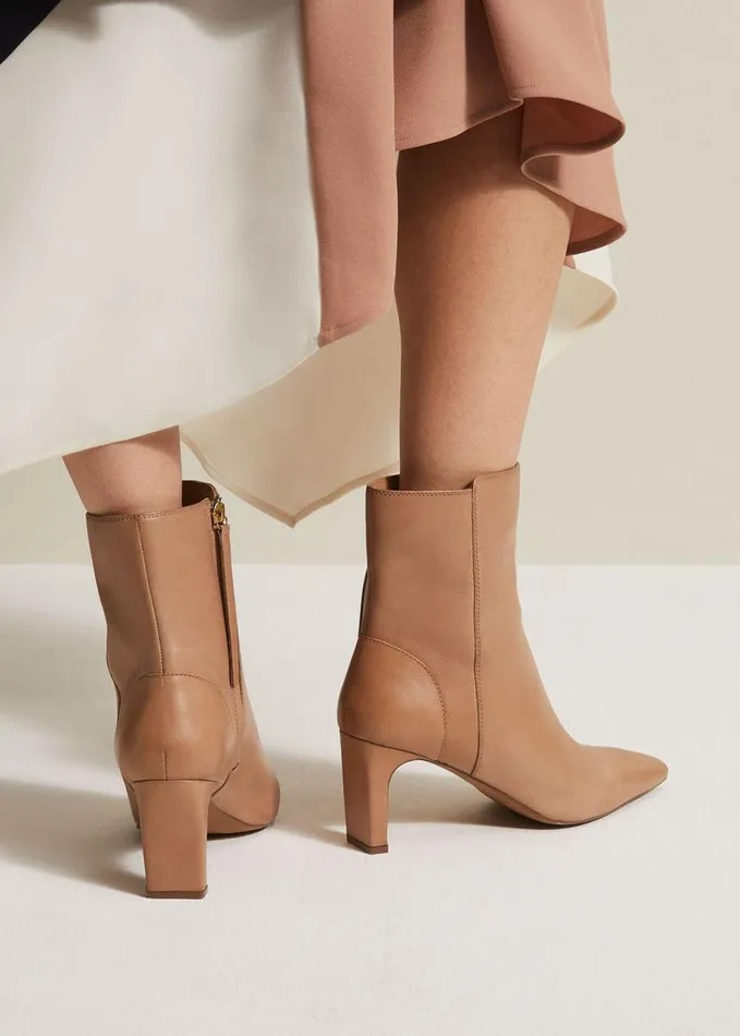 Phase Eight Brown Leather Ankle Boots Light Tan Women Boots