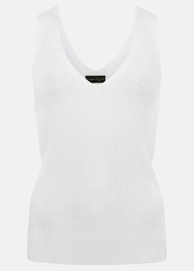 Phase Eight Caryl Ribbed Vest Top White Women Knitwear