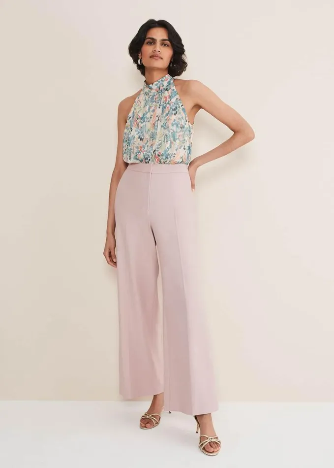 Phase Eight Celyn Wide Leg Trousers Pale Pink Women Trousers