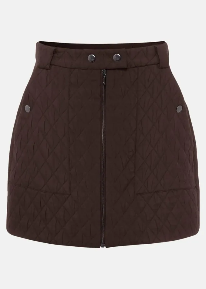 Phase Eight Chaya Quilted Mini Skirt CoOrd Chocolate Women Skirts