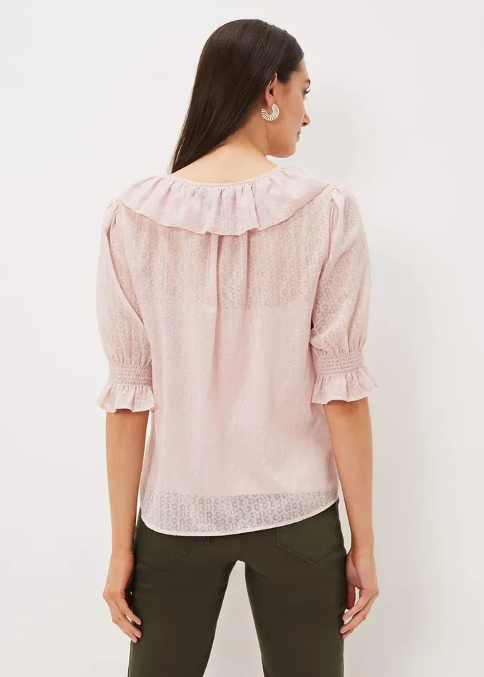 Phase Eight Chiarra Ruffle Collar Blouse Pink Women Shirts and Blouses