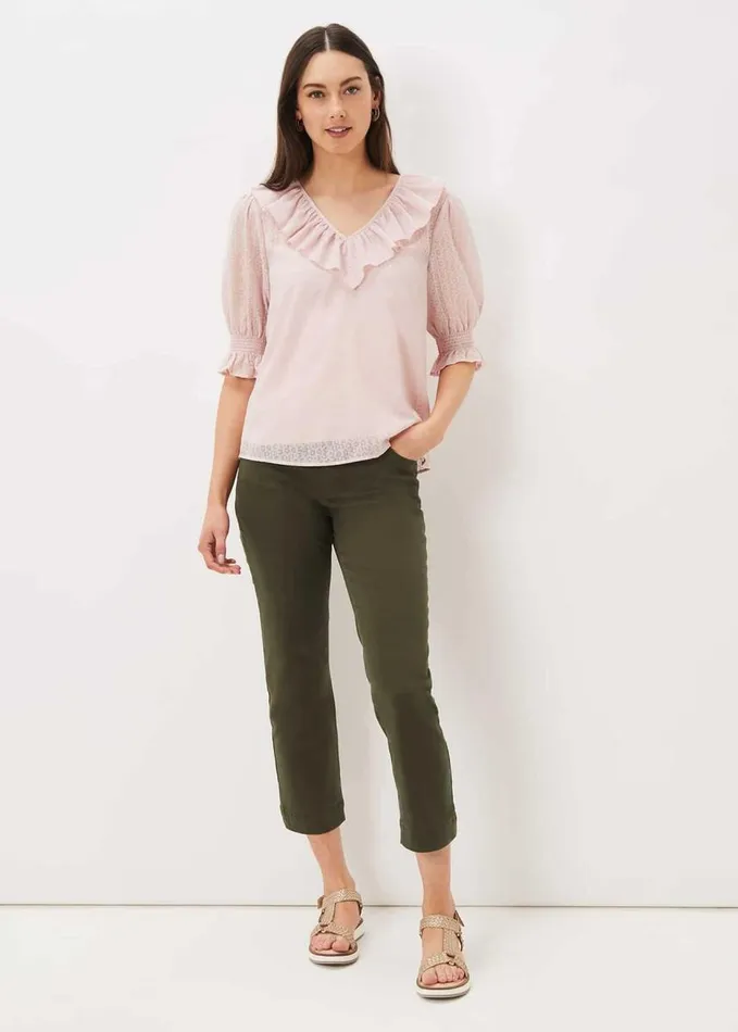 Phase Eight Chiarra Ruffle Collar Blouse Pink Women Shirts and Blouses