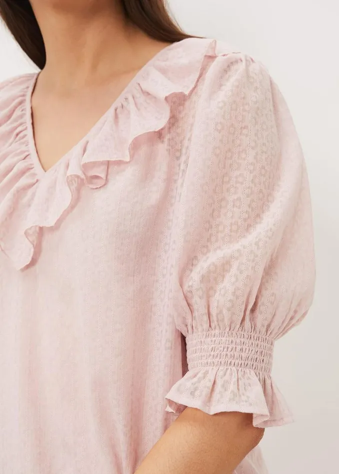 Phase Eight Chiarra Ruffle Collar Blouse Pink Women Shirts and Blouses