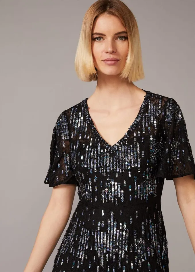 Phase Eight Clarabelle Sequin Embelished Maxi Dress Blackmulti Women Dresses