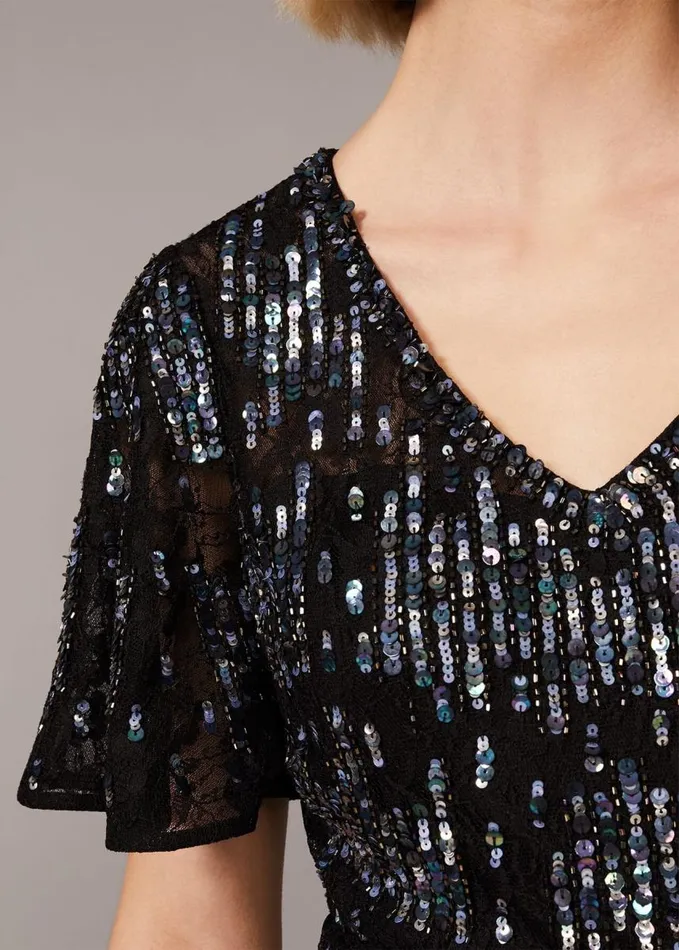 Phase Eight Clarabelle Sequin Embelished Maxi Dress Blackmulti Women Dresses