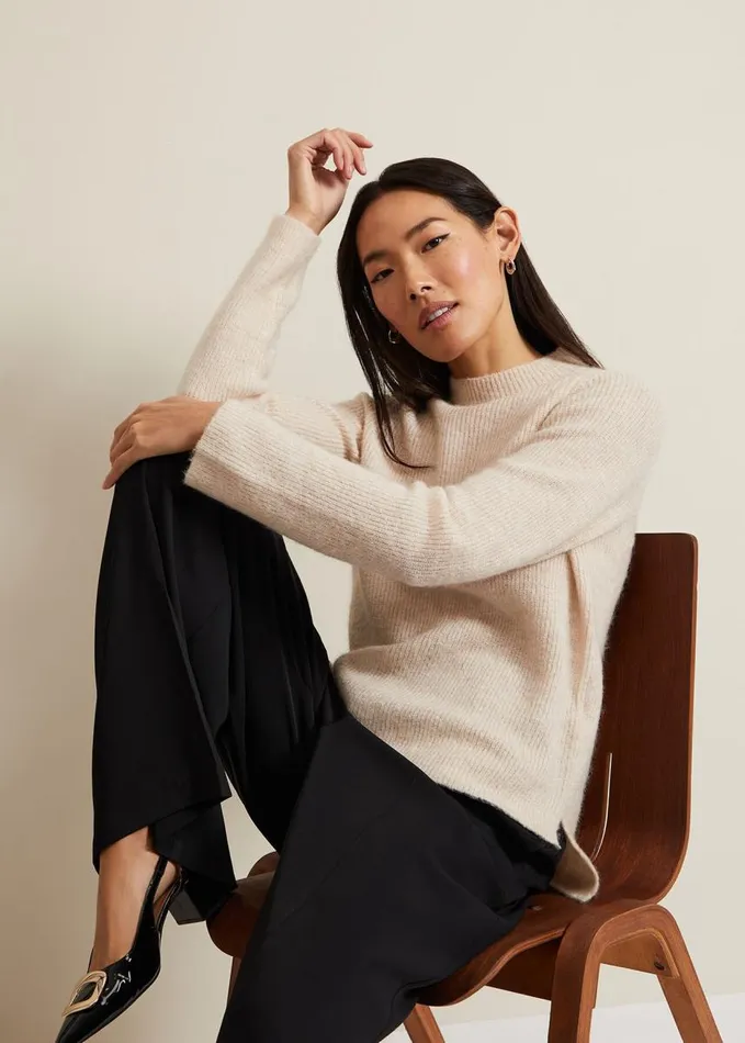 Phase Eight Connie Mohair Blend Jumper Stone Women Knitwear