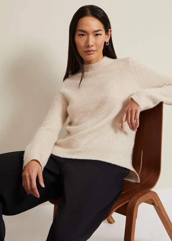 Phase Eight Connie Mohair Blend Jumper Stone Women Knitwear