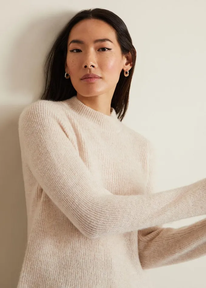 Phase Eight Connie Mohair Blend Jumper Stone Women Knitwear