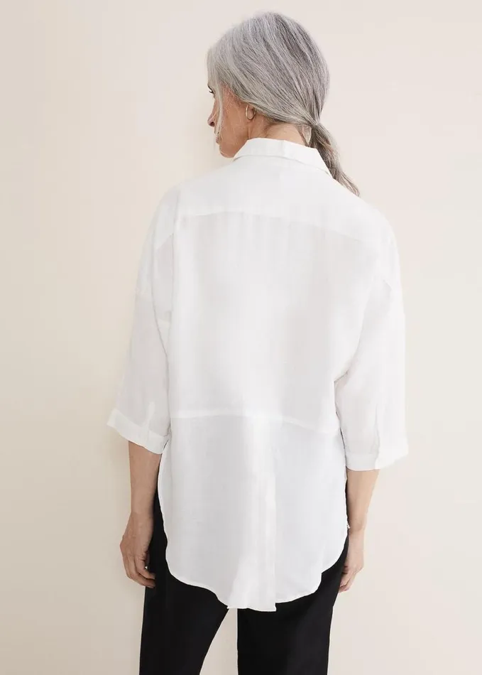 Phase Eight Cynthia Linen Blouse White Women Shirts and Blouses