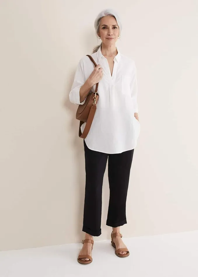 Phase Eight Cynthia Linen Blouse White Women Shirts and Blouses