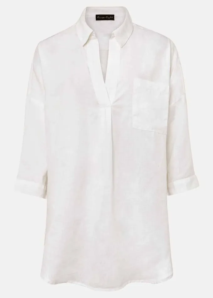 Phase Eight Cynthia Linen Blouse White Women Shirts and Blouses