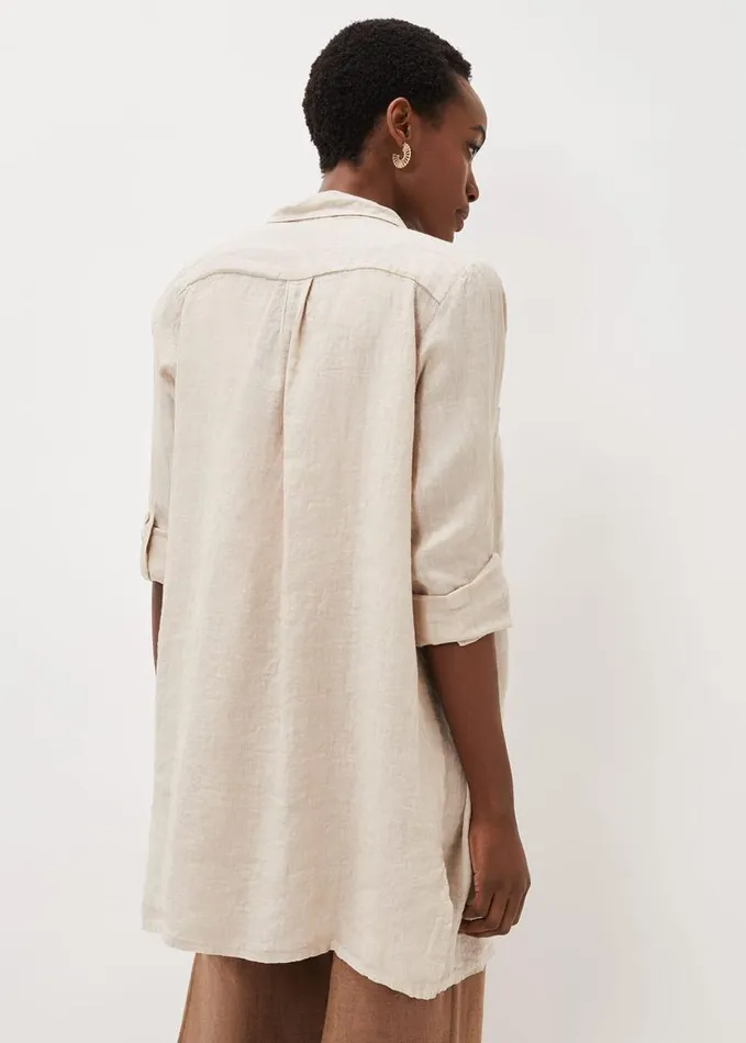 Phase Eight Cynthia Linen Longline Shirt Stone Women Shirts and Blouses
