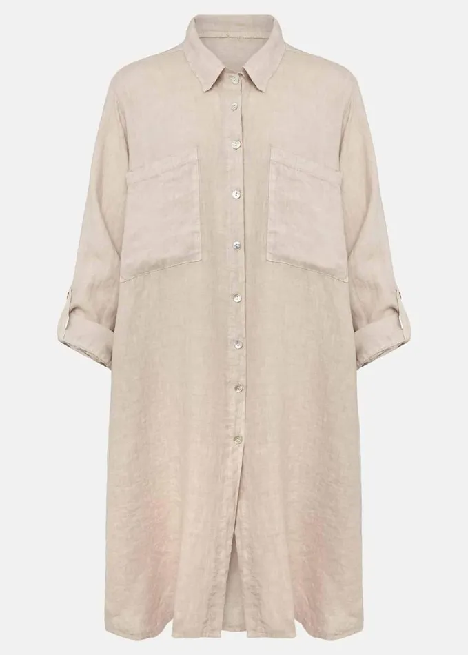 Phase Eight Cynthia Linen Longline Shirt Stone Women Shirts and Blouses