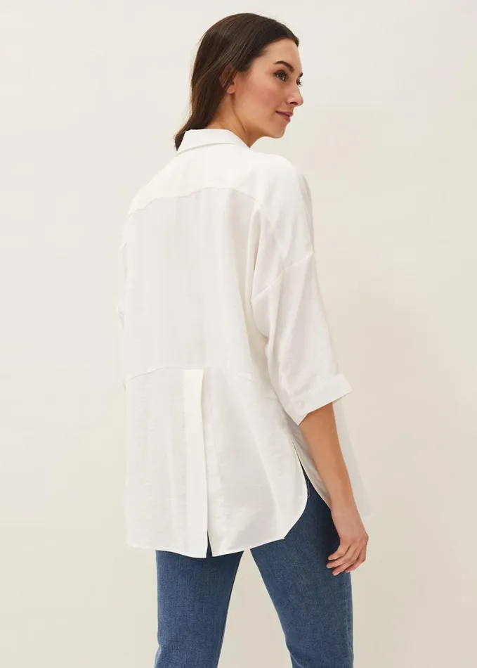 Phase Eight Cynthia Longline Shirt Ivory Women Shirts and Blouses